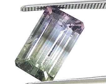Natural Bi-Colour Tourmaline Octagon Cut Gemstone | Green & Pink Colour Tourmaline Loose Stone |  Jewelry Making |