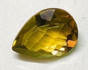 Natural Citrine Quartz Checker Board Faceted Pear Shape Gemstone