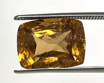 Natural Orange Topaz Long Cushion Faceted Cut Gemstone | Rare Unique Dot Inclusion | Jewelry Making