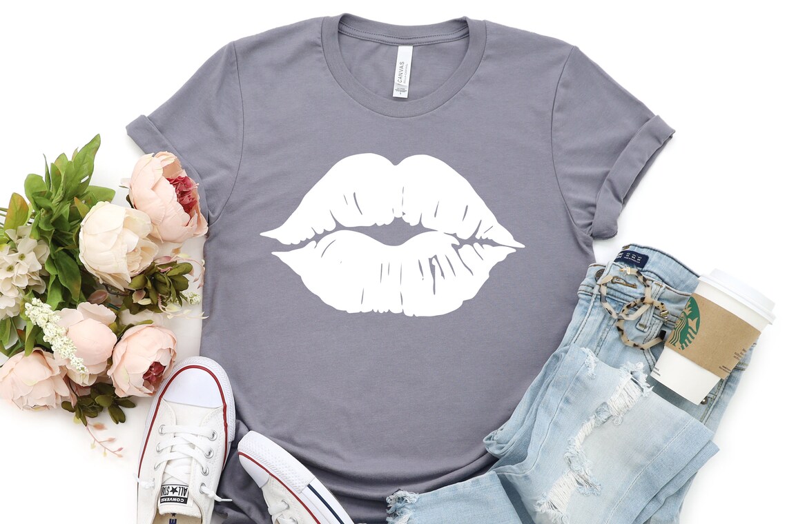 Lips Shirt Kiss Shirt Lips Kiss TShirt Love Shirt Cute Etsy