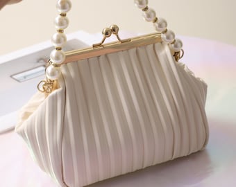 Pochette de mariage en chaîne de perles blanches, sac tendance, pochette de soirée, pochette de mariage, pochette de mariée, sac de mariée, sac à bandoulière blanc