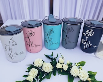 Personalise Tumbler with Lid,Bridesmaid Proposal,Custom Wine Tumbler,Stainless Steel Water Bottle,Bride Party Supply,Gift for Bridesmaid