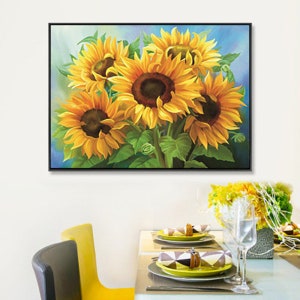 Sunflowers 5D DIY Diamond Painting Kit, Full Square / Round Drill  Rhinestone , Easy Hobby, Home Decor Gift 