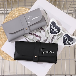 Gepersonaliseerde leren brillenkoker, zonnebrillendoos voor vrouwen, cadeau bruidsmeisje, jubileumcadeau, Moederdagcadeau, cadeau voor haar, brillendoos