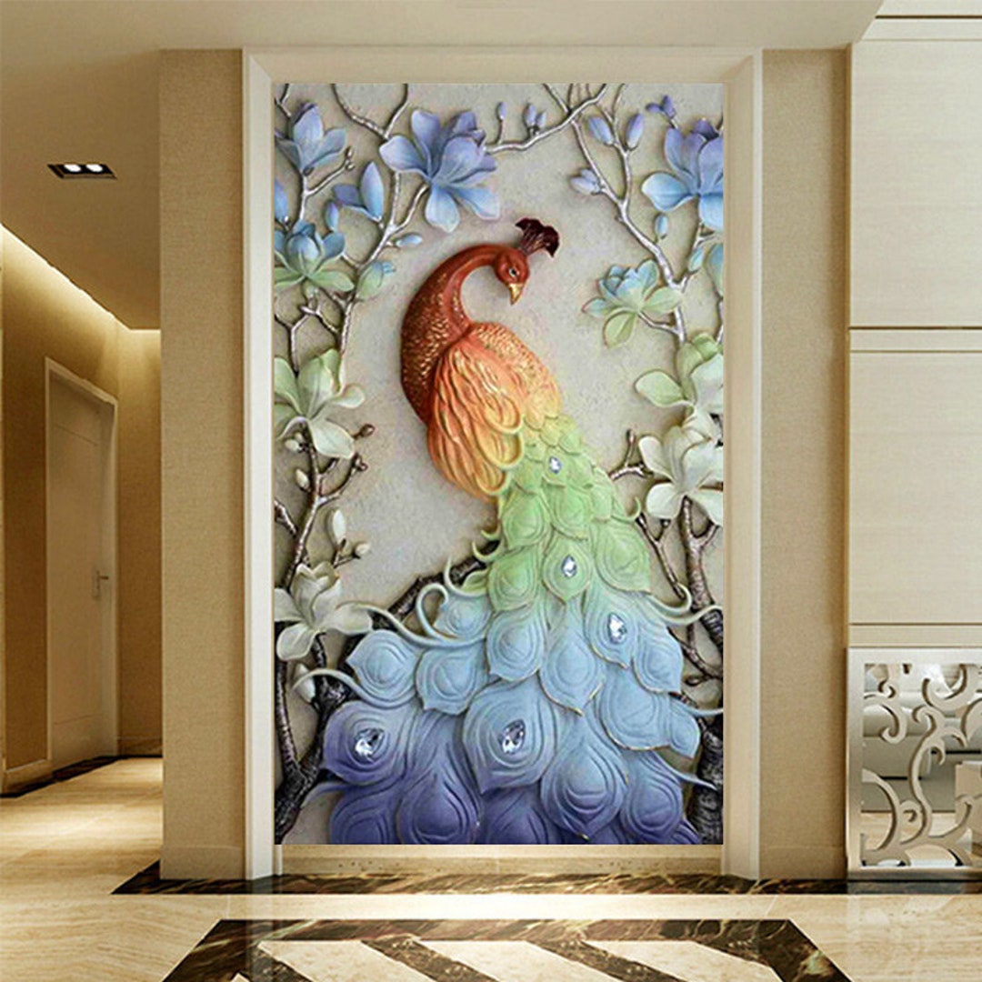 5D DIY Full Drill Square Round Diamond Painting Kit , Animal Peacock ...