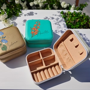 Sieradendoos reizen, gepersonaliseerde cadeaus voor haar, cadeaus bruiloft bruidsmeisje, gegraveerde sieradendoos, verjaardagscadeau voor vrouwen, sieradenorganisator