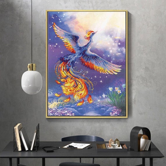 5D Diy Diamond Art Fantasy Phoenix Diamond Painting Kits Animals