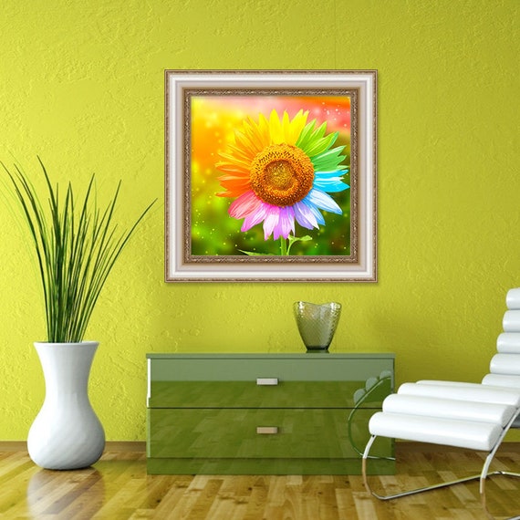 5D DIY Full Drill Square Round Diamond Painting Kit Fantasy,sunflower  Diamond Embroidery Wall Painting Home Decor 