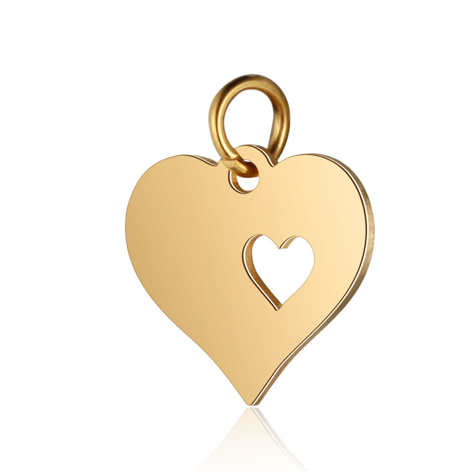 5/10/20PCS Titanium steel Heart-shaped CharmsStainless steel | Etsy
