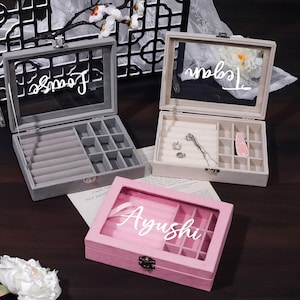 Organizador portátil de terciopelo para exhibir anillos y joyas, caja de almacenamiento para guardar aretes, regalo para su madre, esposa y niña