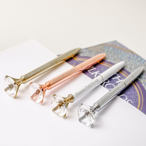Custom Engraved Diamond Pen,Pen Wedding Favors,Rose Gold Pens,Crystal Diamond Pen,Personalised pens,Bridesmaid Pens