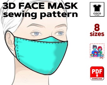 Net Pattern 3d Mask Face Mask Sewing Pattern Easy Tutorial 2 Pleats Comfortable - Etsy