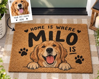 Personalized Pet Portrait Doormat,Custom Dog Photo Coir Mat,Custom Dog Lover Gift,Pet Memorial Door Mat, Personalized Front Door Decor