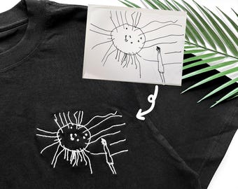 EMBROIDERED Custom Kids Photo Drawing Tshirt,Personalized Unique Special Gift,Personalized Draw From Photo Sweatshirt, Gift for Dad
