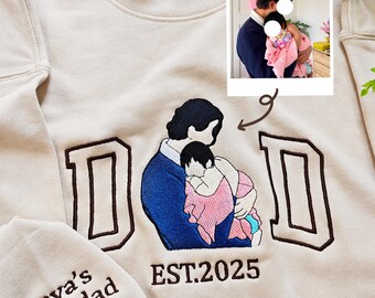 Sudadera bordada para papá con foto personalizada, regalo para él, sudadera con capucha personalizada para fiesta de cumpleaños de papá EST, camiseta para padre, regalo del Día del Padre