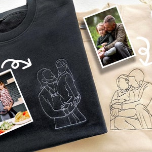 Retrato bordado personalizado a partir de tu foto, sudadera con foto de contorno personalizada, sudadera con retrato personalizado, regalo de San Valentín
