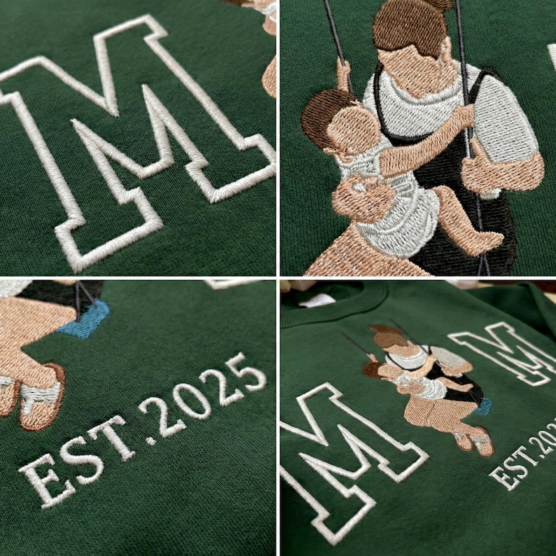 Sudadera con foto para mamá, sudadera bordada personalizada con retrato de mamá, camiseta deportiva universitaria, camiseta deportiva bordada personalizada, regalos para el Día de la Madre imagen 3