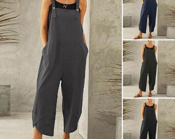 SHOWNO Women Baggy Ethnic Print Backless Wide Leg Classic Jumpsuits Romper SHOWNO Women Baggy Ethnic Print Backless Wide Leg Classic Jumpsuits Romper