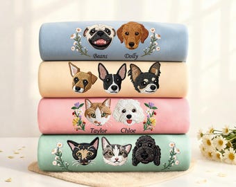 Custom Dog Face Embroidered Sweatshirt,Cat Sweatshirt,Embroidered Pet Face Shirt,Gifts for Pet Owners,Personalized Gift,Custom Sweatshirts