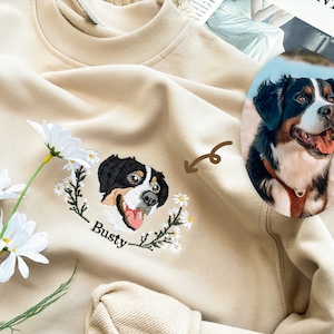 Custom Pet Portrait Embroidered Sweatshirt,Custom Dog Face Embroidered Hoodie,Pet Memorial Gift,Personalized Embroidered Sweatshirt,Pet Gift