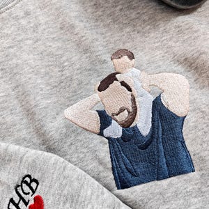 Sweat-shirt brodé portrait de papa, pull brodé personnalisé, sweat à capuche avec broderie photo Portrait de couple personnalisé, cadeaux personnalisés, cadeau de fête des pères