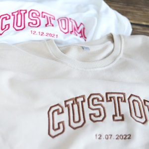 Sudaderas bordadas personalizadas, sudaderas bordadas personalizadas, sudaderas con letras universitarias, sudaderas bordadas casuales universitarias
