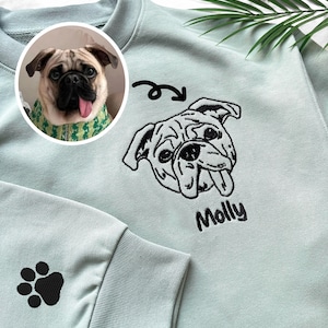 Embroidered Pet Face&Name Sweatshirts,Custom Embroidered Pet Sweatshirts,Custom Dog Sweatshirts,Special Gift for Dog Mom,Dad Dog's Gift