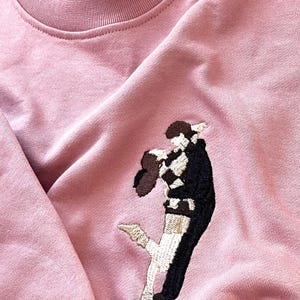 Embroidered Portrait Sweatshirt,Custom Embroidered Sweater,Personalized Sweatshirt,Embroidered Photo,Couples Portrait,Father's Day Gift image 3