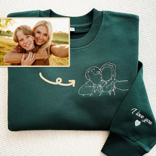 Custom Portrait from Photo Sweatshirt,Personalized Outline Photo Sweatshirtustom Portrait Sweatshirt,Mothers Day Gift,Valentine's Day gift