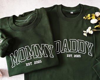 Custom Embroidered Sweatshirt, Name On Sleeve With Heart, Grandpa Shirt With Date, Daddy Est Year Shirt, Gift For New Dad, Father's Day Gift
