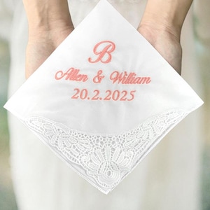 Personalized Wedding Handkerchief for Mom,Custom Embroidered Handkerchief,Wedding Keepsake for Mother of the Bride,Bridal Gift