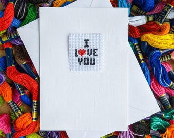 I Love You Card Personalised Cross Stitch