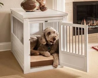 Unique Design Pet Furnitures Dog Kennel for Indoor, Livingroom Dog Crate Wooden and Plastic