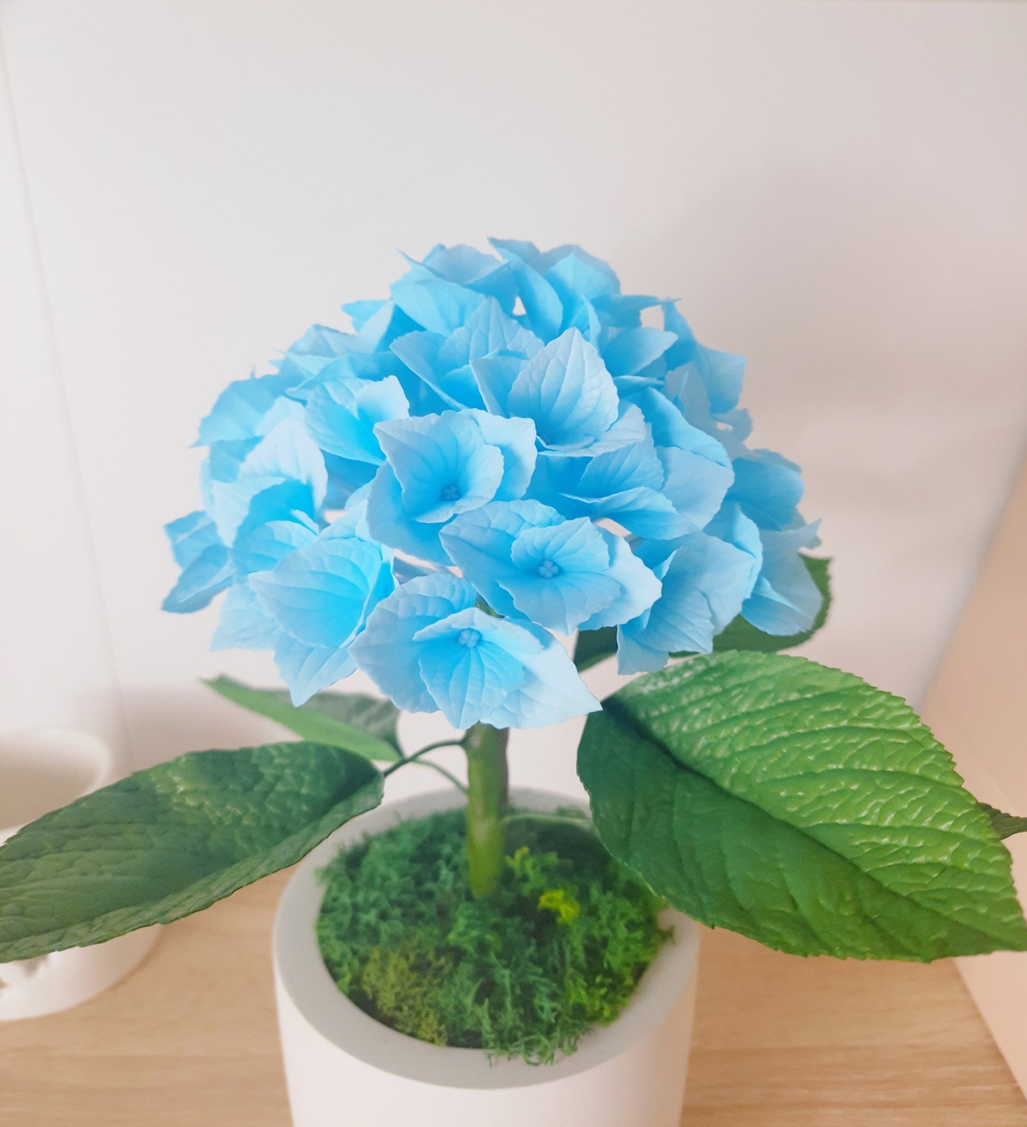 Hydrangea in pot realistic hydrangea handmade fake skyblue Etsy