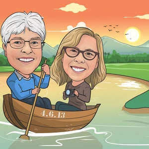 Custom Cartoon Portrait From Photo Cartoon Family Portrait Soulmate Drawing Caricaturing Long Distance Relationship Gift Anniversary Gifts