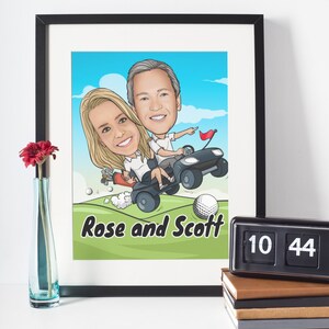 Golfer cadeau - Teken geweldige golftekening voor stel of vrienden - Golf Cartoon (PRIJS PER PERSOON)