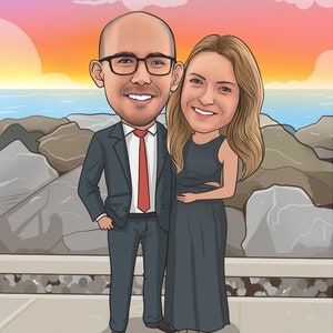 Custom Cartoon Portrait From Photo Cartoon Family Portrait Soulmate Drawing Caricaturing Long Distance Relationship Gift Anniversary Gifts