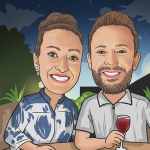 Custom Cartoon Portrait From Photo Cartoon Family Portrait Soulmate Drawing Caricaturing Long Distance Relationship Christmas Couple Gifts