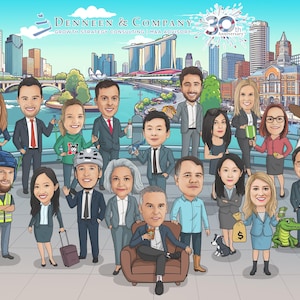 Fun Company Group Drawing, Coworker Leaving Gift for her Gift For Him - Artist for hire