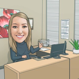 Custom Drawing from Photo for Coworker Leaving Gift, Cartoon Portrait From Photo  - Add Person to Photo Drawing
