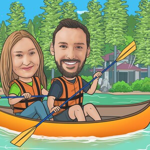 Custom Cartoon Portrait From Photo Cartoon Family Portrait Soulmate Drawing Caricaturing Long Distance Relationship Gift Anniversary Gifts