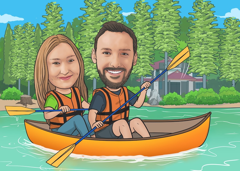 Custom Cartoon Portrait From Photo Cartoon Family Portrait Soulmate Drawing Caricaturing Long Distance Relationship Gift Anniversary Gifts