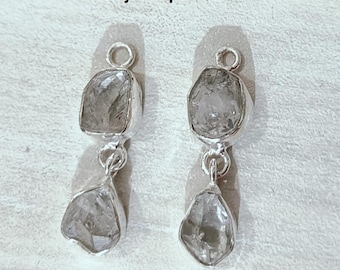 Handmade Herkimer Diamond Dangle Earrings: 925 Sterling Silver