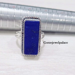 Handmade Lapis Lazuli 925 Sterling Silver Band Ring