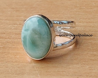 Beautiful Larimar Ring, 925 Sterling Silver Ring, Handmade Ring, Silver Lovely Ring, Boho Ring, Simple Ring, Women Jewelry, Gift For Her