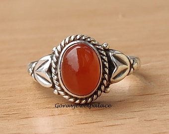 Beautiful Carnelian Ring, 925 Sterling Silver Ring, Handmade Ring, Silver Band Ring, Simple Ring, Designer Ring, Women Jewelry, Gift For Her