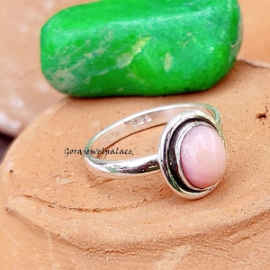 Pink Opal Ring, 925 Silver Ring, Handmade Ring, Everyday Ring, Gemstone Ring, Beautiful Ring, Gift Ring, Oval Stone Ring, Silver Jewelry