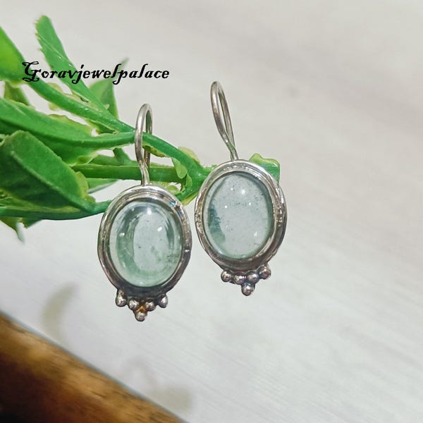 Aquamarine Dangle Earrings: 925 Sterling Silver, Handmade Gemstone Jewelry