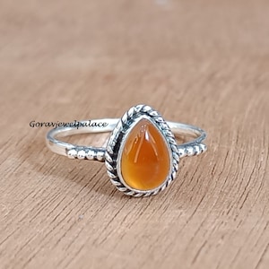 Pear Carnelian Ring, 925 Sterling Silver Ring, Handmade Ring, Silver Band Ring, Gift Ring, Designer Ring, Women Jewelry, Beautiful Ring.