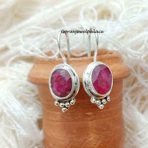 Ruby Earring,Designer Earring,925 Sterling Silver Jewelry,Handmade Earring,Dangle & Drop Earrings,Red Stone Earrings, Love Gift Earring